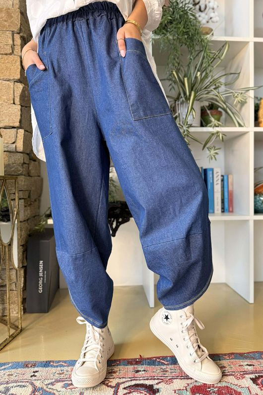 Essential Stretch Shelby Barrel Jean Dark Denim 